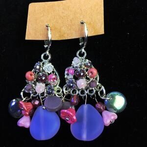 Violet Bobbles & Flowers Earrings